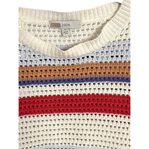 Joie Ivory Striped Open Knit Sweater Women’s Medium NWOT Boho Fall Hues - Picture 2 of 6